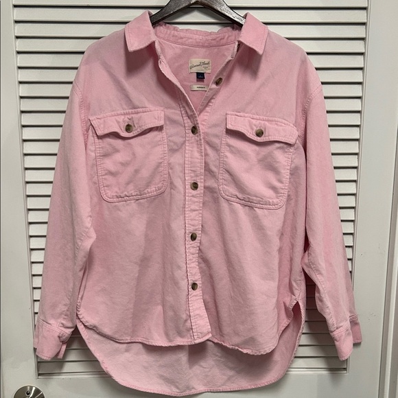 Universal Thread Tops - Pink Corduroy Oversized Button Up Shirt